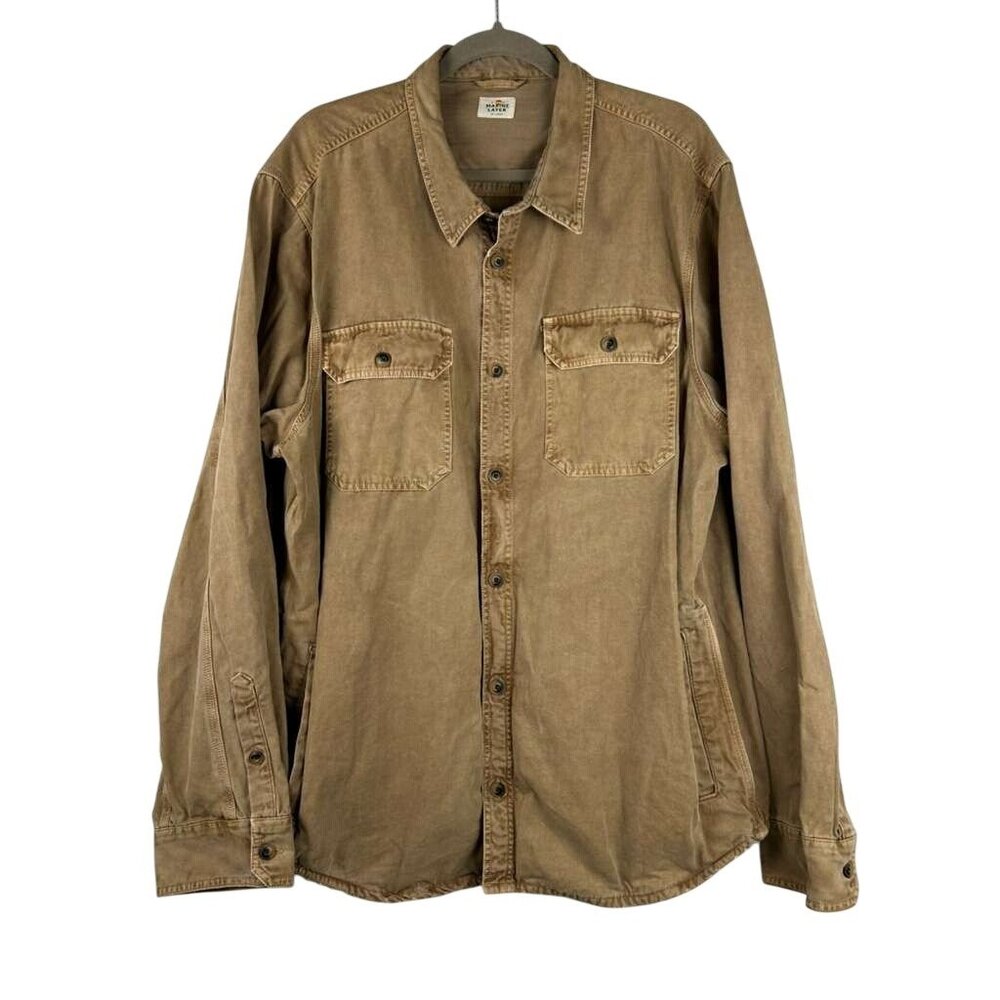 Marine Layer Men's XXL Button Up Canvas Shirt Collared 100% Cotton Brown